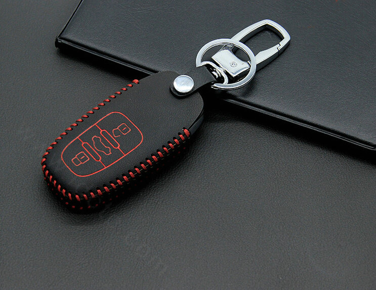 Cheap Genuine Leather Key Ring Auto Key Bags Smart for Audi Q7 - Red